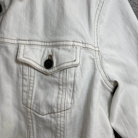 Eddie Bauer Jean Jacket Womens Size L White Button Up Cotton Blend Casual Denim - Picture 9 of 16